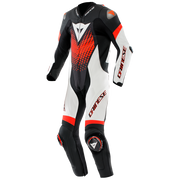 Dainese Laguna Seca 6 Mono de cuero perforado – Traje de carrera | Hombre | Blanco/Rojo 