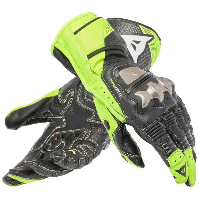 Guantes de moto Dainese Full Metal 7 Racing de cuero | Hombre | Amarillo neón/Negro 