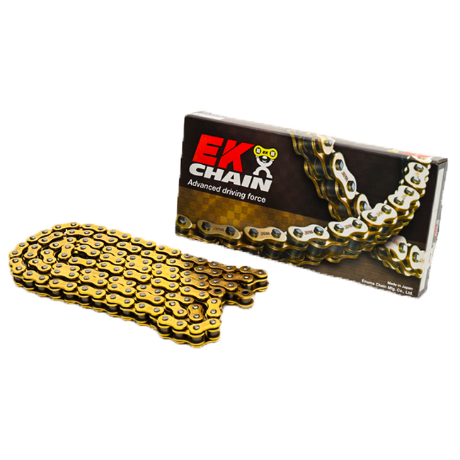 Cadena EK 525 ZVX3 Gold/Gold NX-Ring abierta con eslabón de remache – 84 a 146 eslabones 