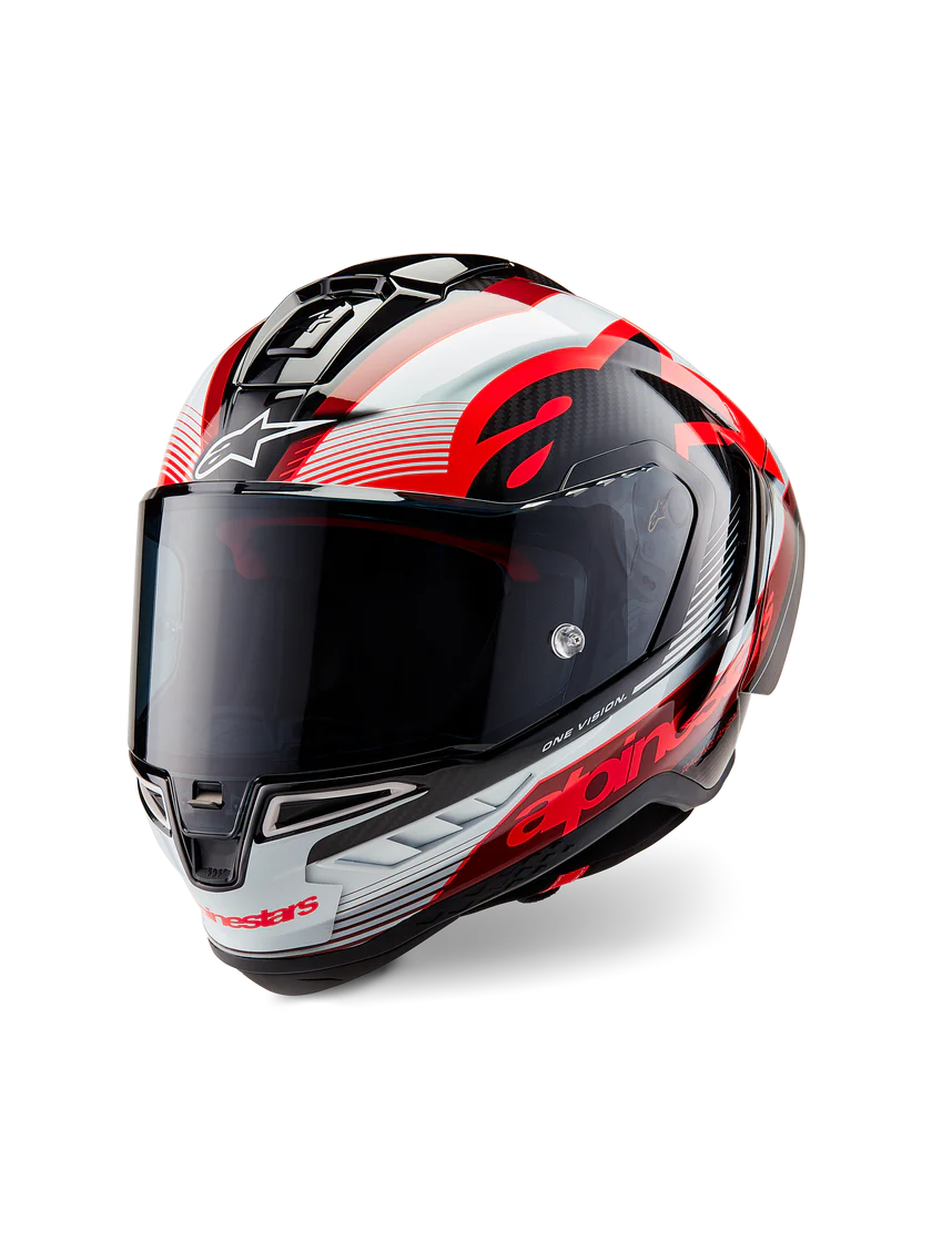 Casco Alpinestars Supertech R10 Team Carbon Carb Rojo Blanco Brillante 8200224-1352 