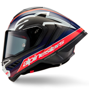 Alpinestars Supertech R10 Team Casco Carbono Carb Rojo Fluo Azul Oscuro Mate 8200224-1383 