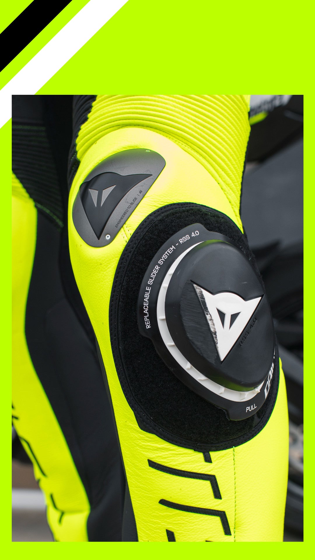 Dainese Audax D-ZIP Mono de cuero – Traje de carreras perforado | Hombre | Negro/Amarillo Neón 