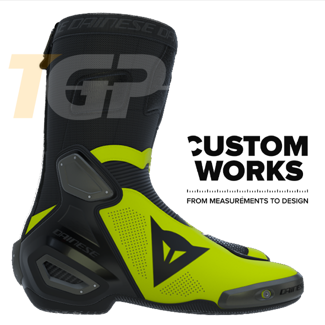 Botas de moto de carreras y calle Dainese Axial 2 Air | Hombre | Negro / Amarillo neón | Custom Works 