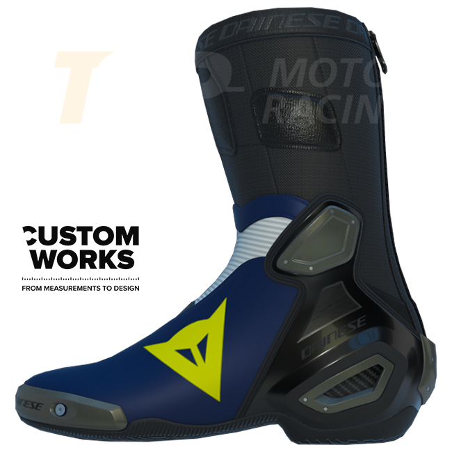 Botas de moto de competición y asfalto Dainese Axial 2 Air Racing | Hombre | Yamaha Azul / Blanco / Amarillo Flúor | Custom Works 