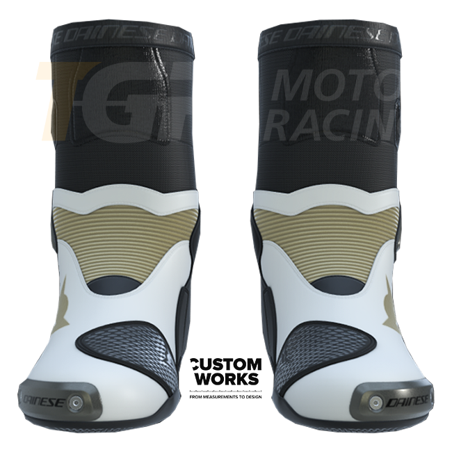 Botas de moto de carreras y carretera Dainese Axial 2 | Hombre | Perla blanco / Magnesio | Custom Works 