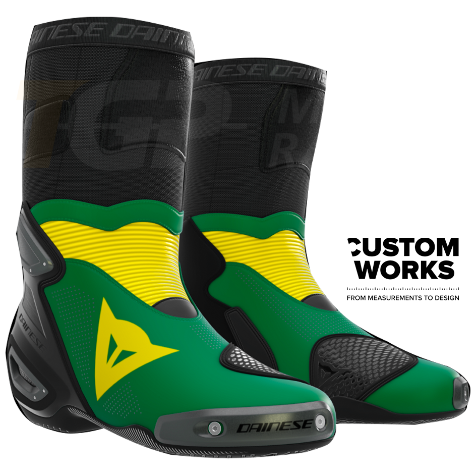 Botas de moto de carreras y carretera Dainese Axial 2 Air | Hombre | Verde bosque / Amarillo | Custom Works 
