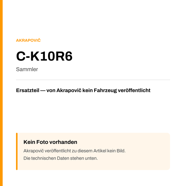 Akrapovic Sammler C-K10R6 — Platzhalter, kein Herstellerfoto verfügbar