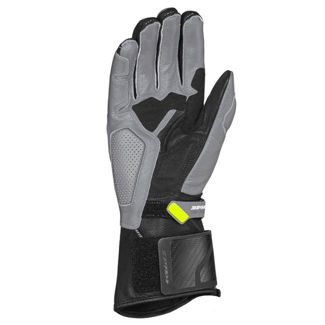 Guantes de cuero Spidi Carbo Fit Racing para moto | Hombre | Negro/Amarillo fluorescente | A226394 