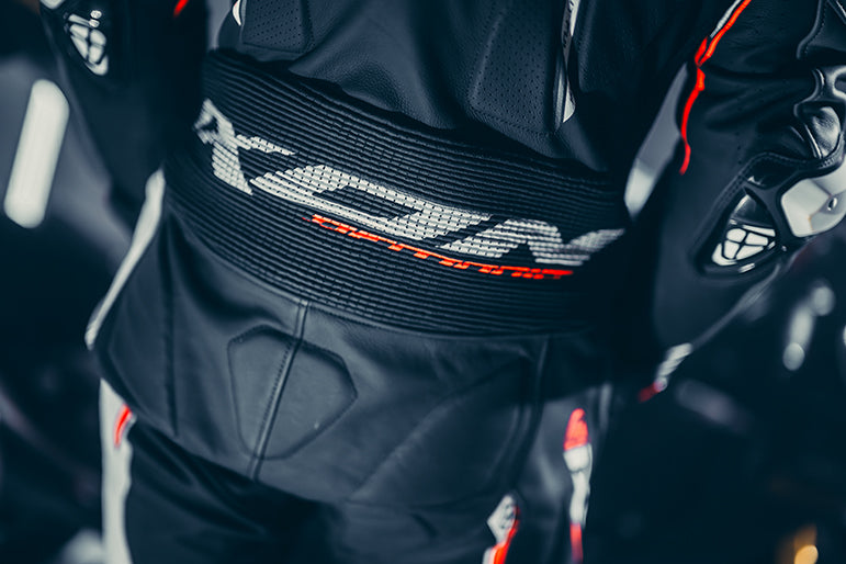 IXON Demonio mono Mono de cuero – Mono de competición perforado | Hombre | Negro/Blanco/Rojo 