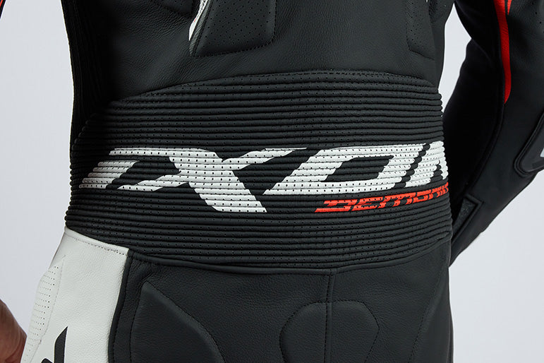 IXON Demonio mono Mono de cuero – Mono de competición perforado | Hombre | Negro/Blanco/Rojo 