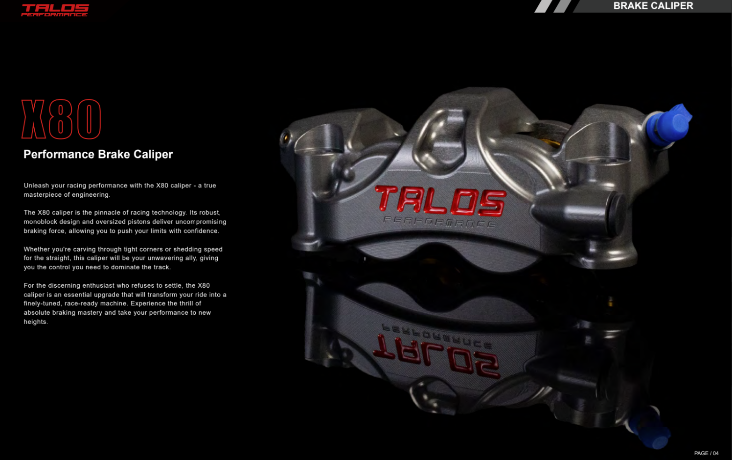 Talos X80 SBK Racing Monoblock P4 34/38 108mm pinza de freno delantera izquierda | X80.108.HD.L 