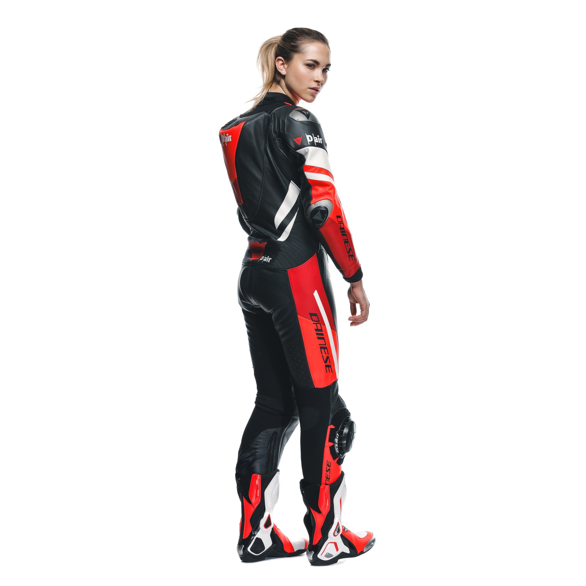 Dainese Misano 3 Lady D-AIR® Mono de cuero – Traje de carrera con airbag perforado | Mujeres | Rojo 