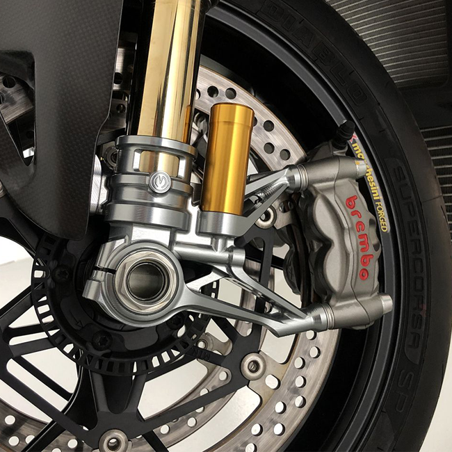 Juego de pie de horquilla CNC de 100 mm "GP Style" Motocorse Ducati Panigale V4/S/R (18-24) 