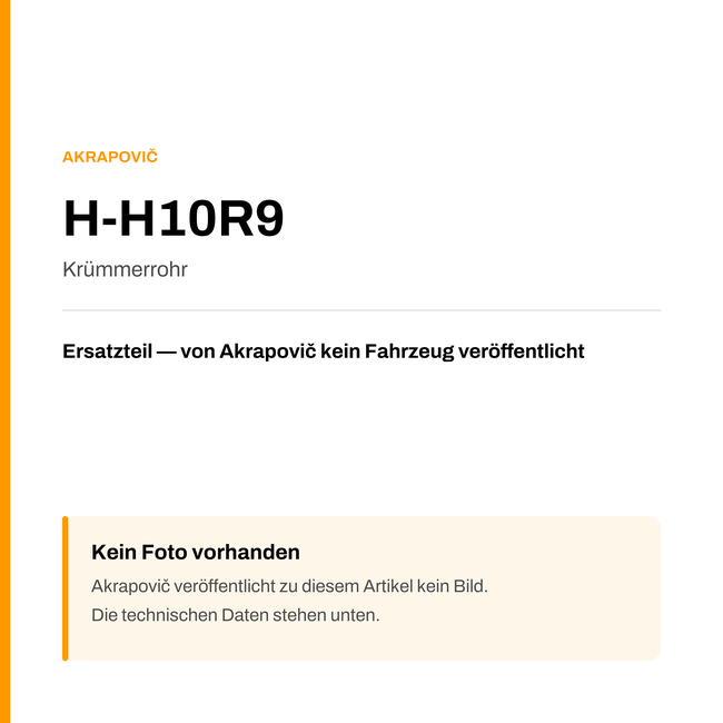 Akrapovic Krümmerrohr H-H10R9 — Platzhalter, kein Herstellerfoto verfügbar