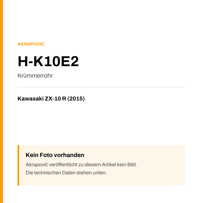 Akrapovic Krümmerrohr Kawasaki ZX-10 R (15-15) H-K10E2 — Platzhalter, kein Herstellerfoto verfügbar