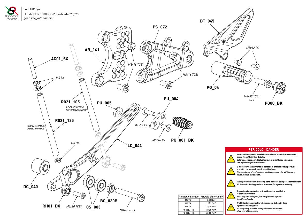 Sistema de frenos Race Bonamici Racing Honda CBR 1000 RR-R SC82 (20-25) H015 
