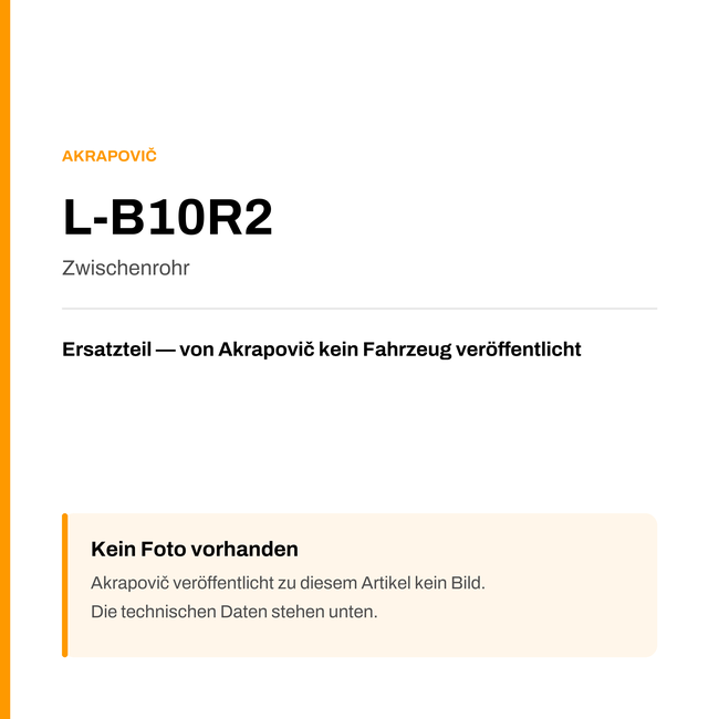 Akrapovic Zwischenrohr L-B10R2 — Platzhalter, kein Herstellerfoto verfügbar