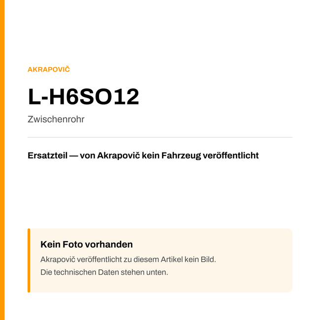Akrapovic Zwischenrohr L-H6SO12 — Platzhalter, kein Herstellerfoto verfügbar