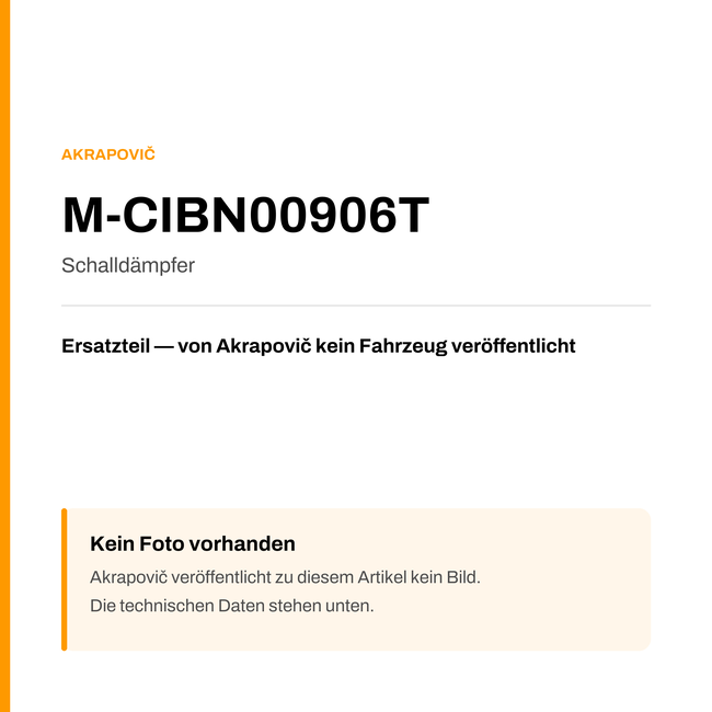 Akrapovic Schalldämpfer M-CIBN00906T — Platzhalter, kein Herstellerfoto verfügbar