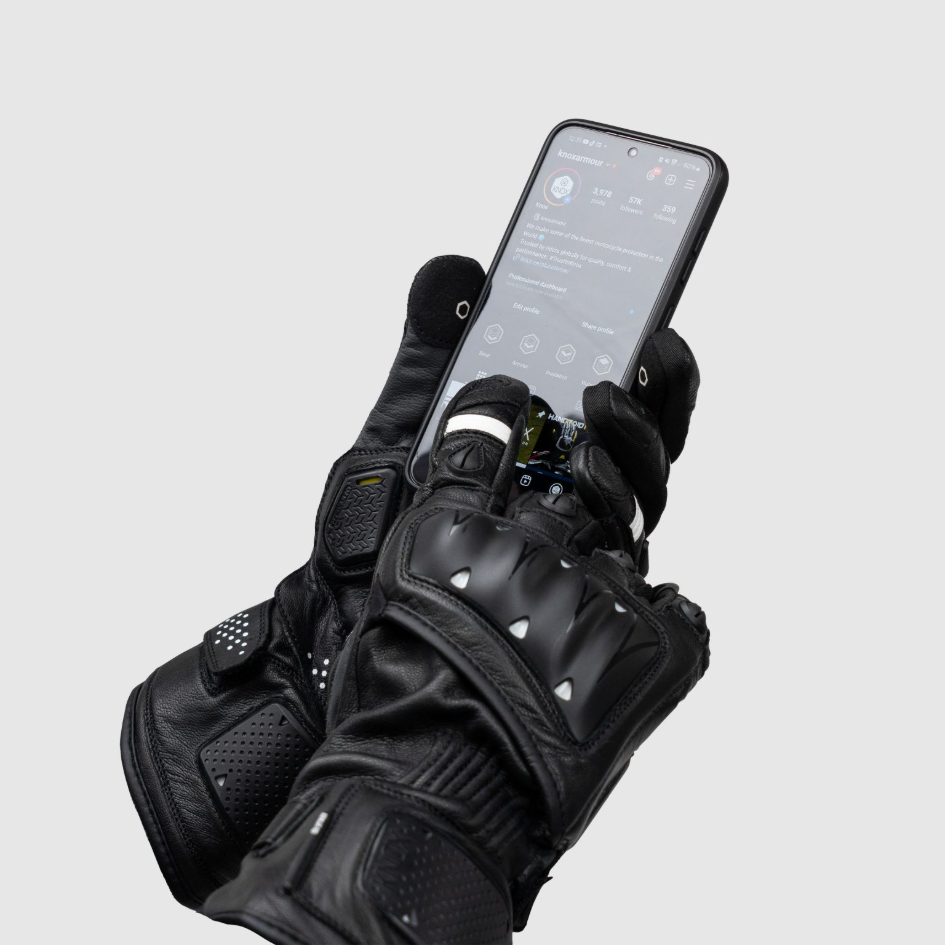 Guantes de cuero deportivos Knox Oulton MK2 | Hombre | Negro/Blanco | 1011352160050 