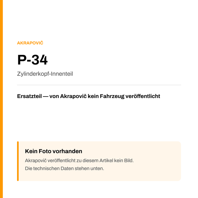 Akrapovic Zylinderkopf-Innenteil P-34 — Platzhalter, kein Herstellerfoto verfügbar