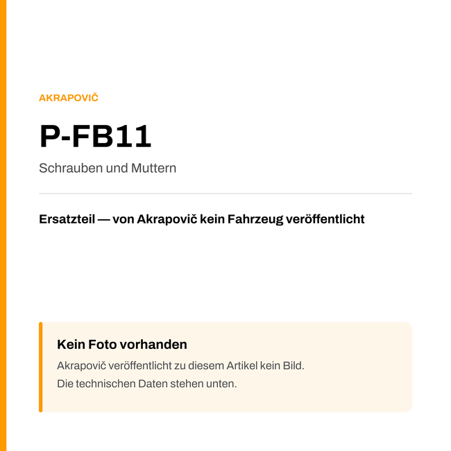 Akrapovic Schrauben und Muttern P-FB11 — Platzhalter, kein Herstellerfoto verfügbar