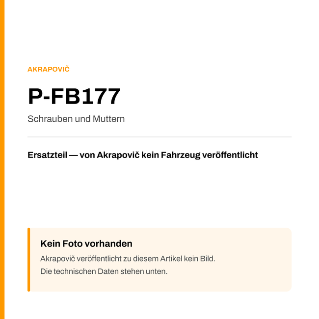 Akrapovic Schrauben und Muttern P-FB177 — Platzhalter, kein Herstellerfoto verfügbar