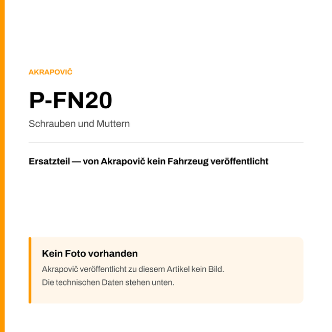 Akrapovic Schrauben und Muttern P-FN20 — Platzhalter, kein Herstellerfoto verfügbar