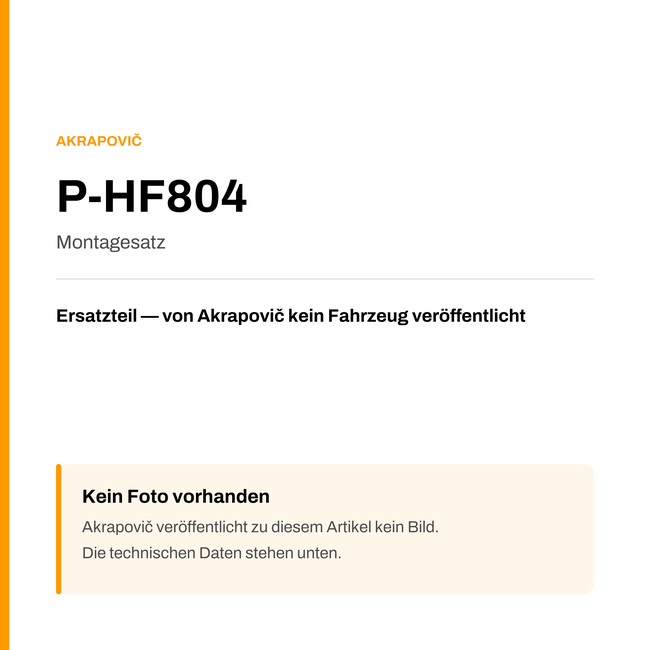 Akrapovic Montagesatz P-HF804 — Platzhalter, kein Herstellerfoto verfügbar