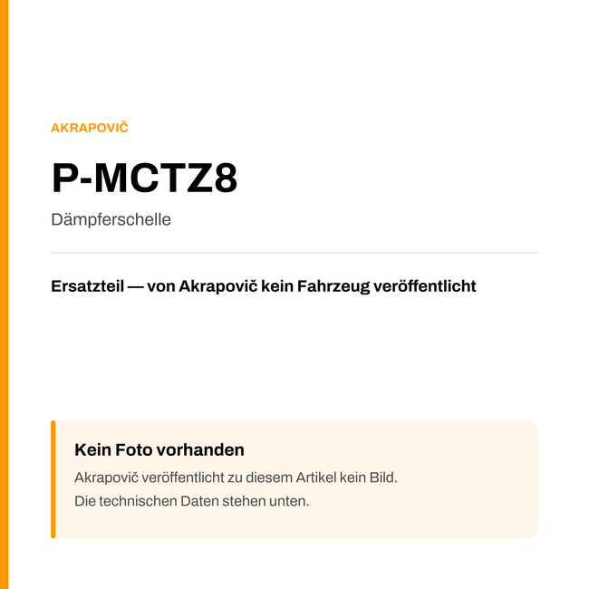Akrapovic Dämpferschelle P-MCTZ8 — Platzhalter, kein Herstellerfoto verfügbar