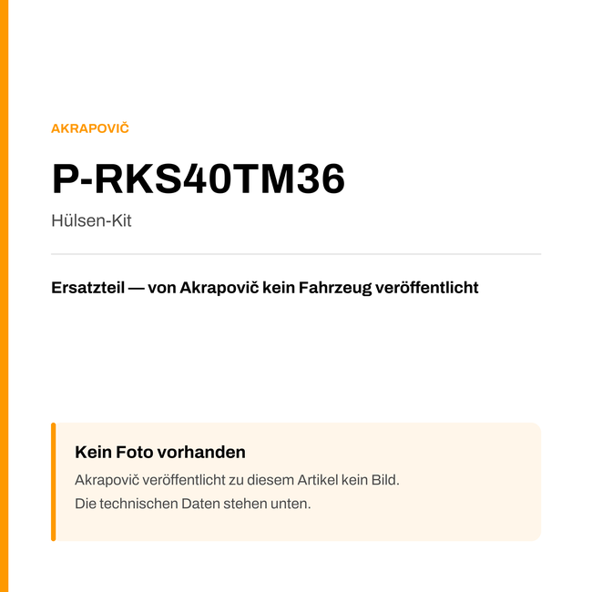 Akrapovic Hülsen-Kit P-RKS40TM36 — Platzhalter, kein Herstellerfoto verfügbar