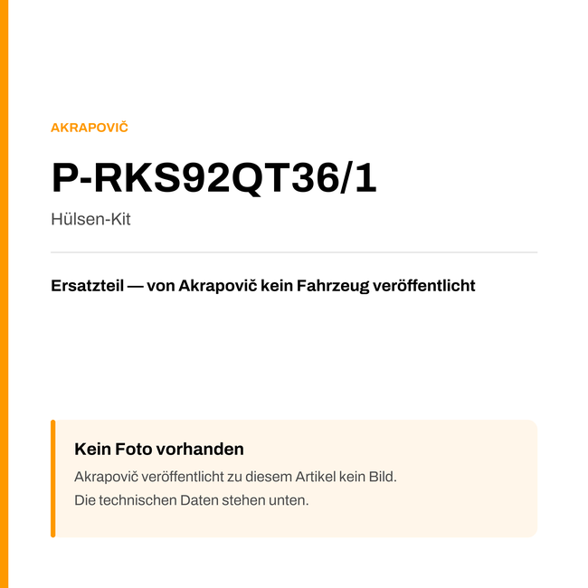 Akrapovic Hülsen-Kit P-RKS92QT36/1 — Platzhalter, kein Herstellerfoto verfügbar