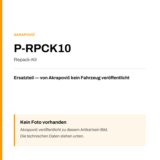 Akrapovic Repack-Kit P-RPCK10 — Platzhalter, kein Herstellerfoto verfügbar