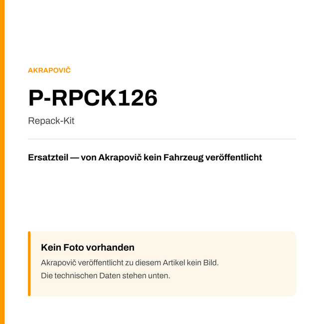 Akrapovic Repack-Kit P-RPCK126 — Platzhalter, kein Herstellerfoto verfügbar