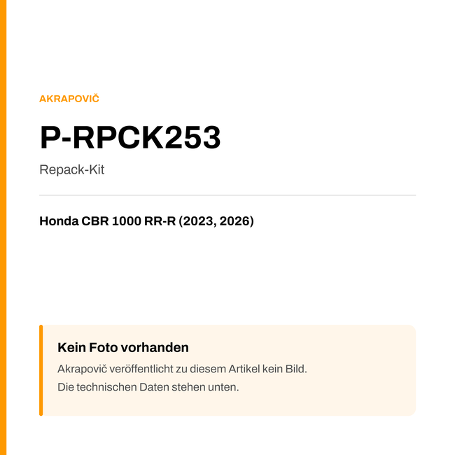 Akrapovic Repack-Kit Honda CBR 1000 RR-R (23-26) P-RPCK253 — Platzhalter, kein Herstellerfoto verfügbar