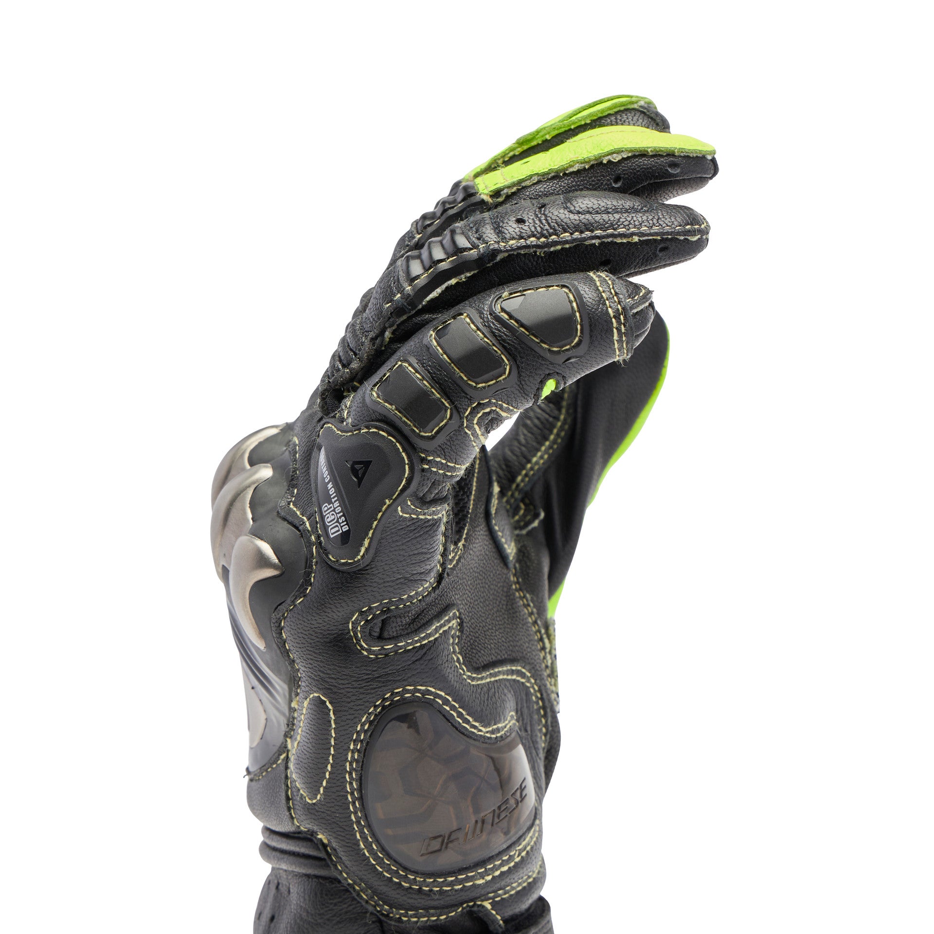 Guantes de moto Dainese Full Metal 7 Racing de cuero | Hombre | Amarillo neón/Negro 