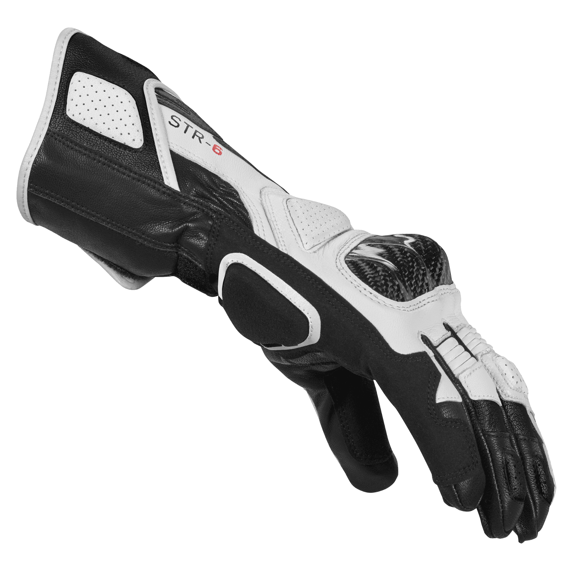 Guantes de cuero de moto Spidi STR-6 Racing | Hombre | Negro/Blanco | A221011 