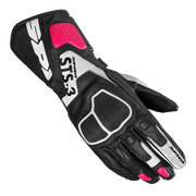 Guantes de cuero para moto Spidi STS-3 Sport | Mujer | Negro/Fucsia | A220545 
