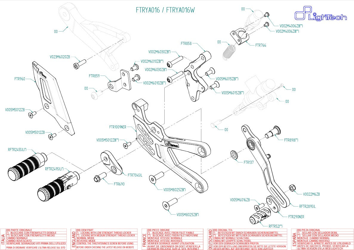 Estriberas LighTech Yamaha YZF-R1/M RN32, RN49 & RN65 (15-26) FTRYA016 