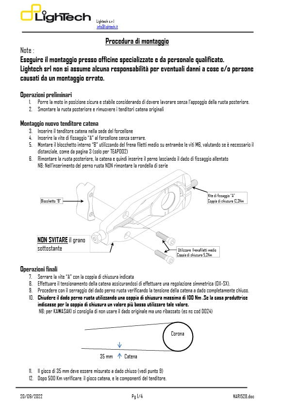 Tensor de cadena LighTech BMW S1000RR K67 (19-25) TEBM003 