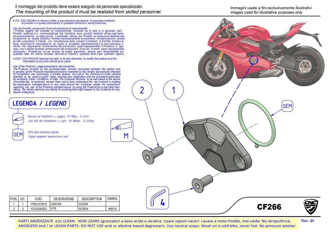 Tapa de encendido / Cubierta de inspección de tiempo Troy Bayliss Edición Limitada CNC Racing Ducati Panigale V4/S (2025) CF266TB 