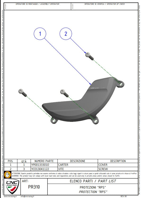 Protector de embrague de aluminio cubierta de protección CNC Racing Ducati Panigale V4/S (2025) PR310 