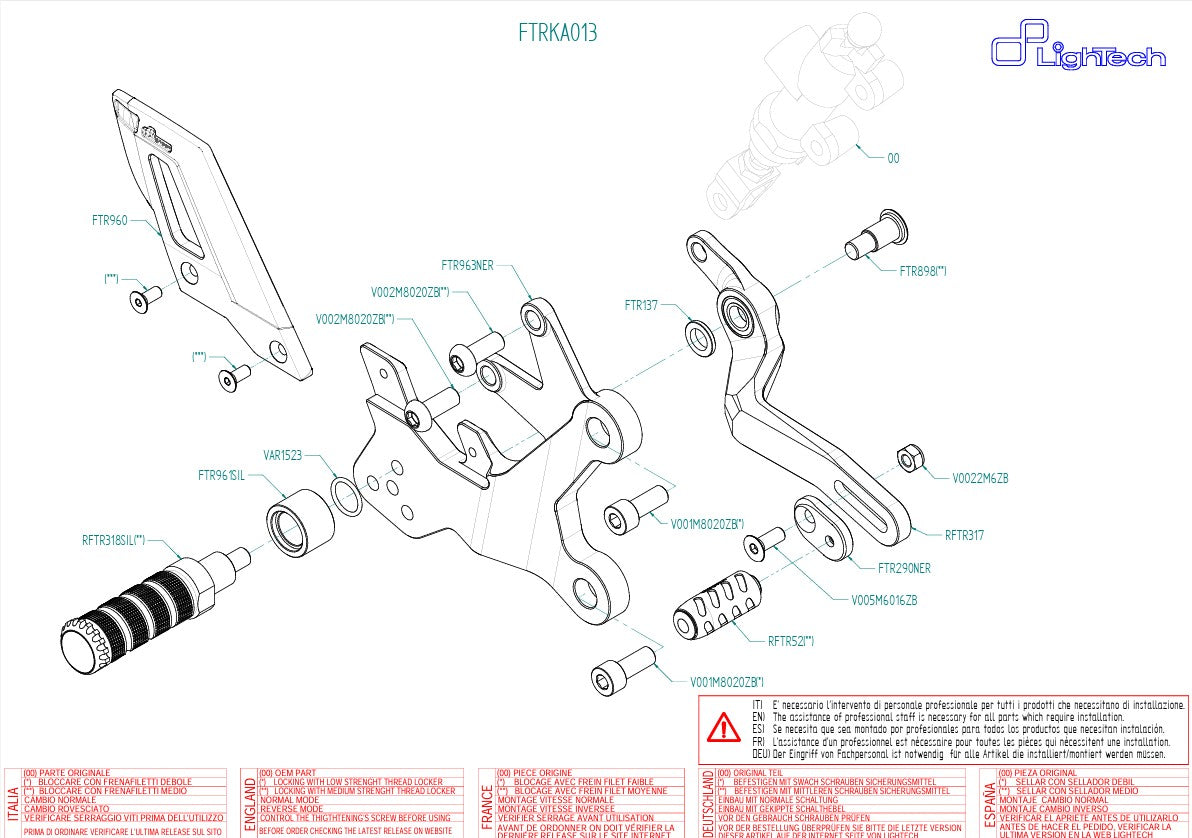 Sistema de frenos Track-Use LighTech Kawasaki Ninja 400 (18-23) FTRKA013 