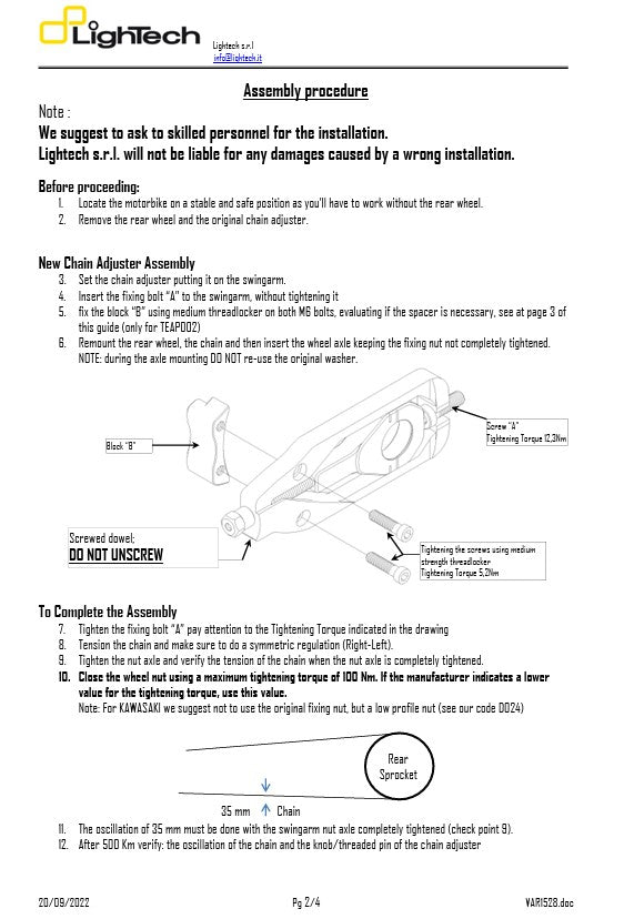 Tensor de cadena LighTech BMW S1000RR K67 (19-25) TEBM003 