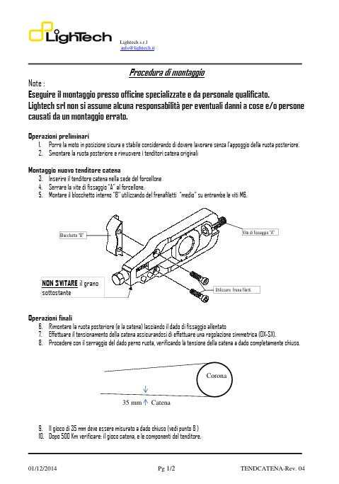 Tensor de cadena LighTech Aprilia RSV4/Factory/R (09-14) TEAP001 