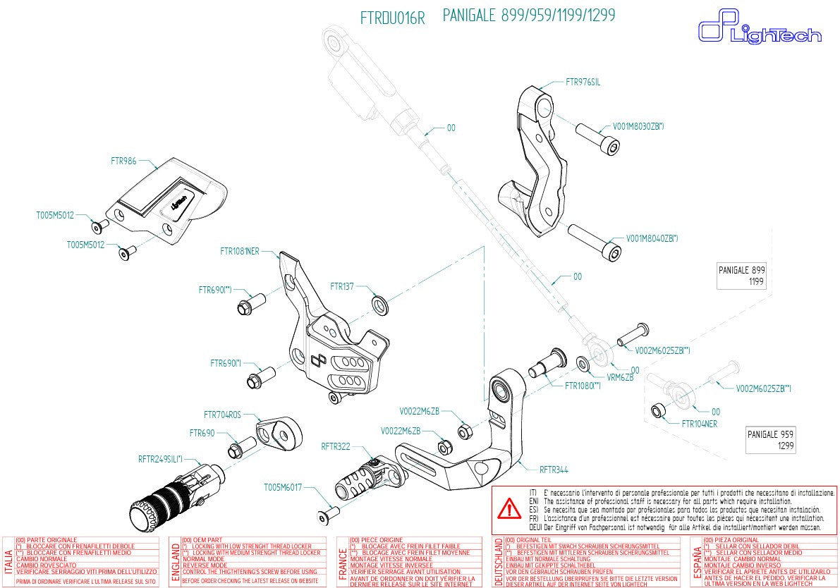 Sistema de frenos R LighTech con cambio inverso Ducati Panigale 959 (16-19) FTRDU016R 