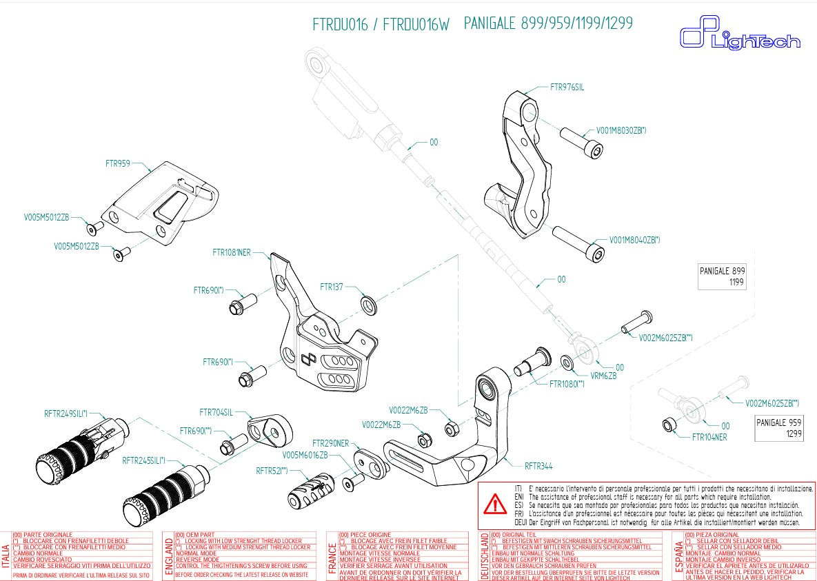 Sistema de frenos LighTech con cambio inverso Ducati Panigale V2 955 (20-24) FTRDU016/W 