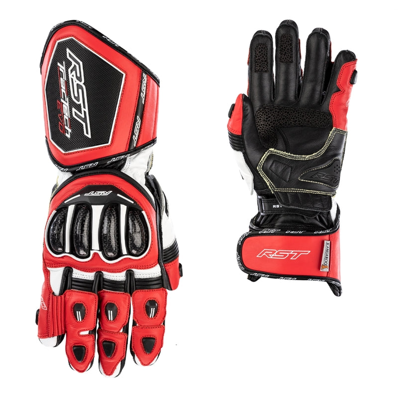 RST Tractech Evo 4 guantes de cuero para motocicleta | Hombre | Rojo/Blanco/Negro | 102666 