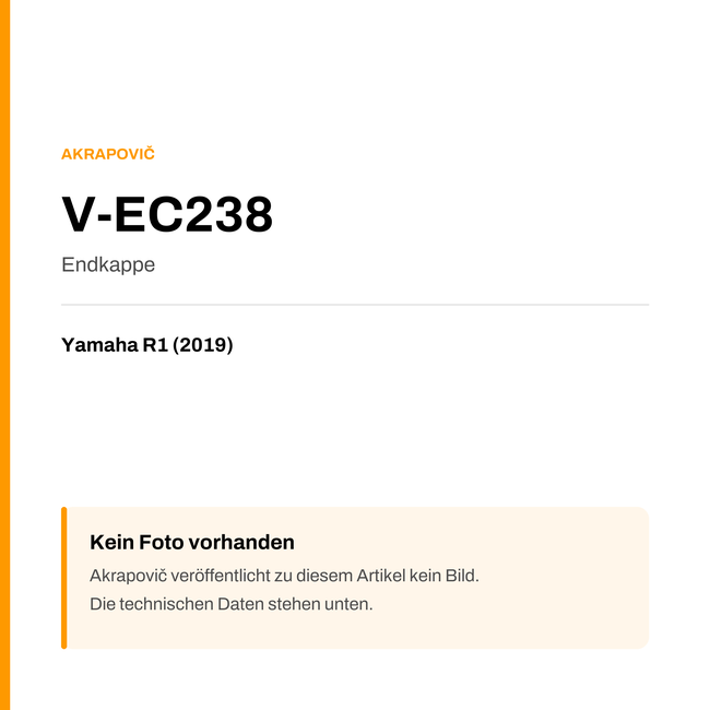 Akrapovic Endkappe Yamaha R1 (19-19) V-EC238 — Platzhalter, kein Herstellerfoto verfügbar