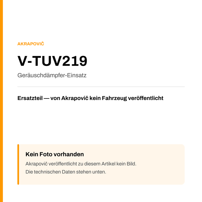 Akrapovic Geräuschdämpfer-Einsatz V-TUV219 — Platzhalter, kein Herstellerfoto verfügbar